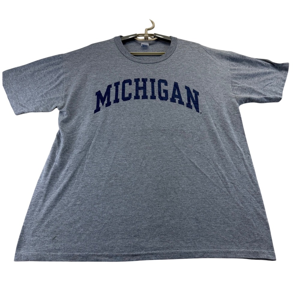Russell Athletic T-Shirt Mens L Gray Michigan Wolverines Collegiate Short Sleeve